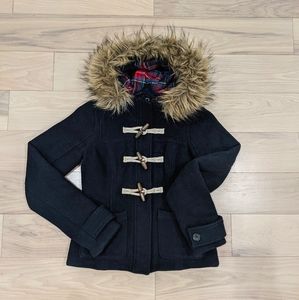 Abercrombie & Fitch Pea Coat with Fur Hood